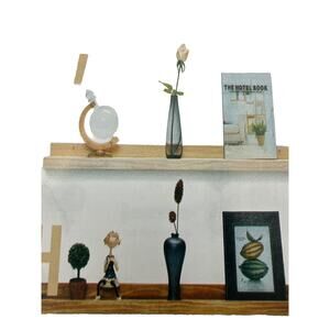 3 Duraline Brown Wood Floating Shelves Solid Pine Push & Fix XL 47”x4”